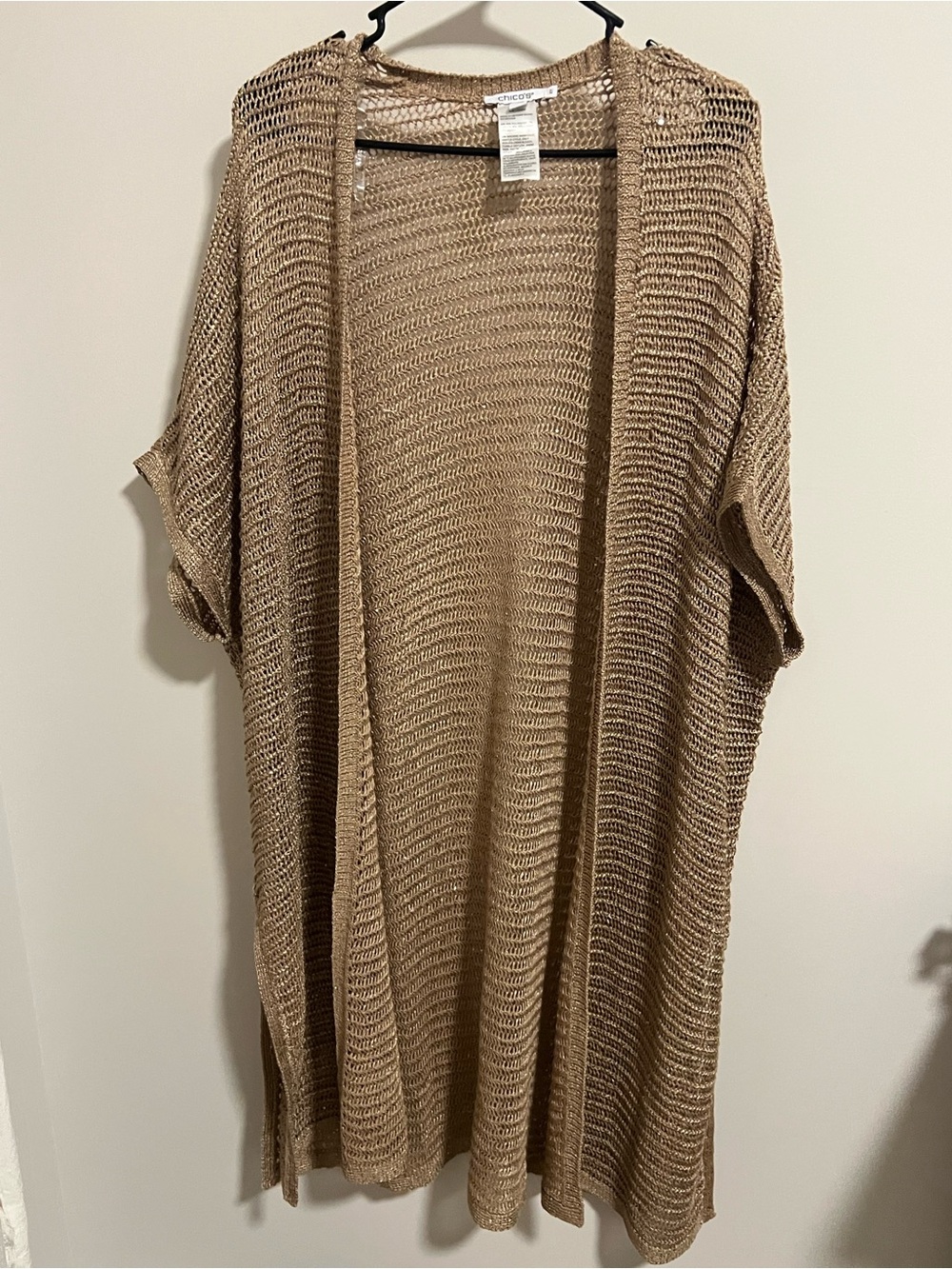 Chico’s Open-Knit Cardigan - Gold. Size S/M